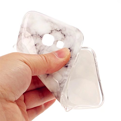 Samsung Galaxy A5 2017 Hülle,JIEJIEWYD Protektiv case Cover TPU Silikon Gel Transparent Weichem Ultraleicht Marmor Serie Handytasche Etui Cover für Samsung Galaxy A5 2017 – Weiß Grau - 5