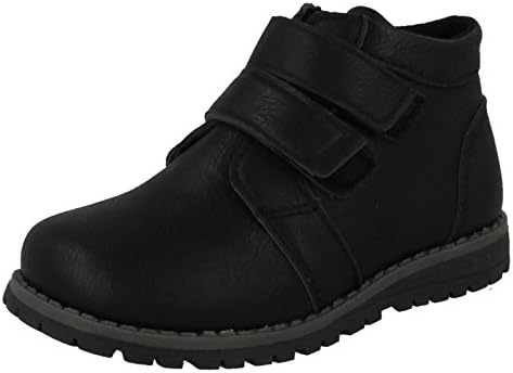JCDees Boys Double Velcro Strap Ankle Boots N2041 - Black Synthetic - UK Size 11 - EU Size 30 - US Size 12