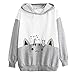 Produktbild MYMYG Frauen Sweatshirt Casual Langarm Pullover Kitty Cat Print Tasche dünne Hoodie Bluse Shirt Baumwolle Hemden warme Kapuzen Bluse Jumper Lose Tunika Top