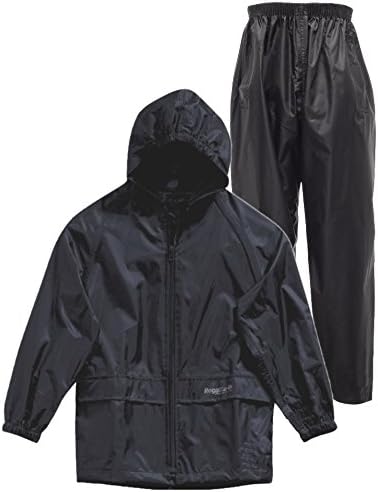 RegataRegatta Kids Waterproof Jacket & Trousers Suit Boys OR Girls (7-8 Years, Black)
