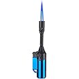 KOOKEE Butane Torch Lighter Flexible Rotating Neck Mini Refillable Blow Jet Flamethrower Lighters for Kitchen Cooking Gas Stove Camping BBQ Birthday(Without Gas) (Blue)