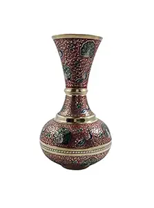 MOZO HUB Brass Red Flower vase Lutia Pattern 15 cm