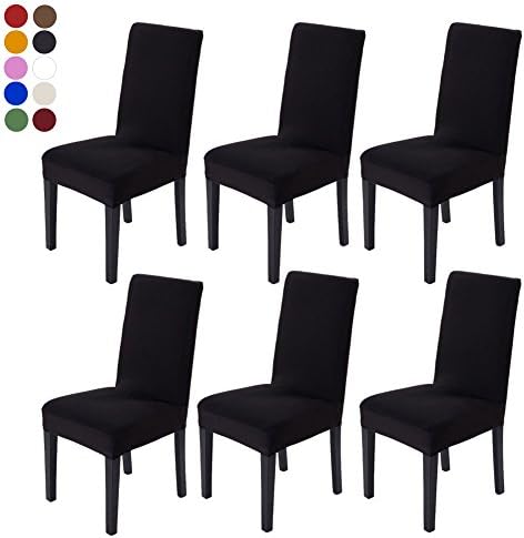 Weimanshop Stretch Chair Cover Washable Slipcovers Seat Covers for Dining Chair Set of 6 Black