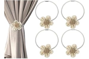 Mrltau 4 fermatenda magnetici per tende, in cotone naturale, per tende, per decorazioni boho