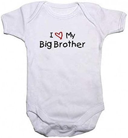 A Cotton Unisex Baby Grow With the wording I Love My Big Brother 3-6 months from our Baby Clothing range. A unique Birthday , Christening or Christmas stocking filler gift idea for new babies bodysuit , Onesie (3-6 Months)