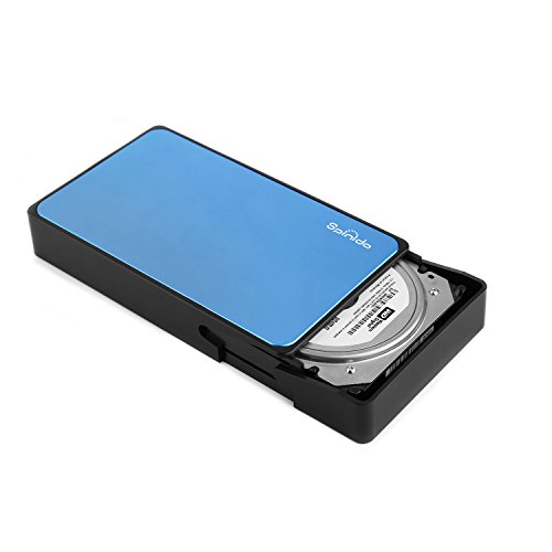 UASP Mode Festplattengehäuse, Spinido® USB 3.0 & 2.0 Aluminium Externes Festplatten Gehäuse Optimiert für 3.5" SATA III HDD mit USB 3.0 Kabel, Tool-free ( werkzeuglose Installation ) Kompatibel mit Windows 98SE / ME / 2000 / XP /Vista / 7 / 8, Mac OS 9.0 usw. ( Blau)