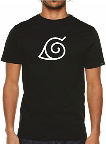 Mens Konoha Leaf Black TShirt - Naruto Japanese Anime