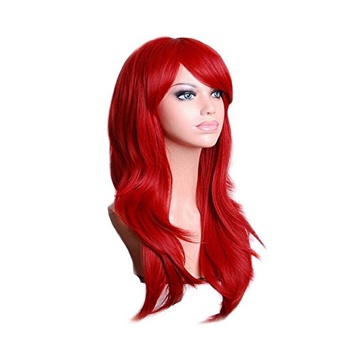 Mode Mujeres Chica Larga Sintéticos Cabello Gel Ockt Wavy Peluca Cosplay Party Completo Peluca (rojo)