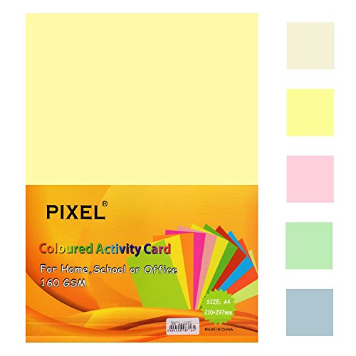 PixelColour Copy/Printing Card 50 Sheets for Home, School, Office or Arts & Crafts (Assorted Pastel Colours - 160GSM - 50 Sheets)