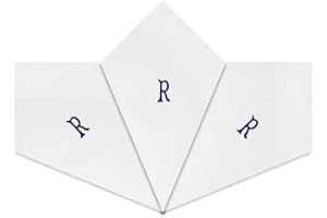 Warwick & Vance Herren-Taschentücher mit weißen Satin-Bordüre, mit blauen bestickten Initialen, 3 Stück