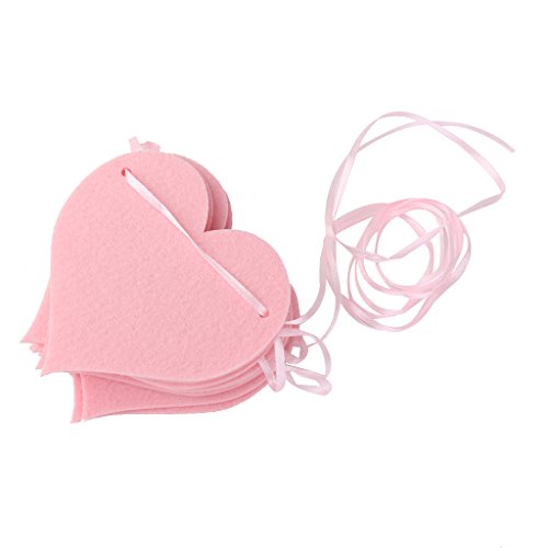 Generic 10pcs Hängen Filz Banner Fahne Girlande Wimplekette Herz Muster – Rosa , 280cm - 2