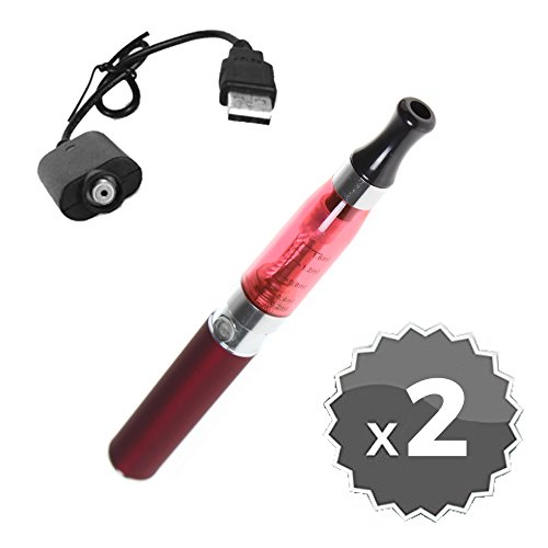 Kit de 2 cigarrillos electr&oacute;nicos EGO CE4 tipo PIEFFE con 900mAh bater&iacute;a ROJO y el adaptador USB para cargar cigarrillo electr&oacute;nico EGO CE4 x2, advirtiendo este art&iacute;culo no contiene nicotina