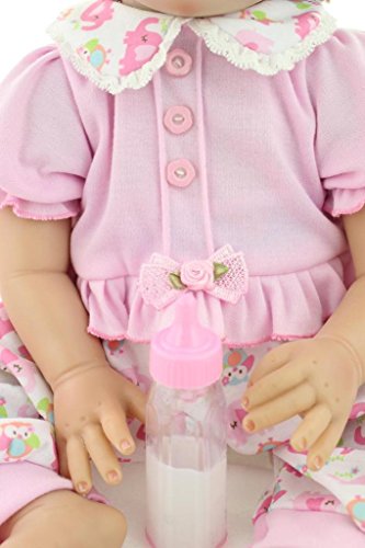 Nicery Reborn Baby Doll Soft Silicone Vinyl 22inch 55cm Magnetic Mouth Lifelike Boy Girl Toy Pink Elephant