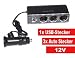 Produktbild 1x USB + 3Fach 12V Auto Zigarettenanzünder Verteiler KFZ-Steckdose