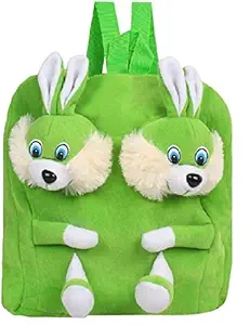 Black Hill Cute Kids Backpack Toddler Bag Plush Animal Cartoon Mini Travel Bag for Baby Girl Boy 1-6 Years (Green-Double-Rabbit)