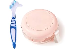 Auslaufsicher Zahnersatz Reinigungsbäder Set,Anbbas Zahnspangen Reinigungsdose Aufbewahrungsbox mit Spülkorb,Zahnersatzbürsten für Unsichtbar Zahnspange,Teilprothese und Aligner Reise,Klinik