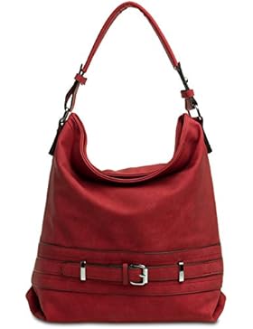 CASPAR TS1019 Damen Handtasche / Schultertasche mit Schnallen Dekor