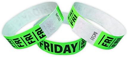 Wristband Giant 3/4" Tyvek Wristbands Weekend FRIDAY 500 box Identification Bands (Neon Lime)