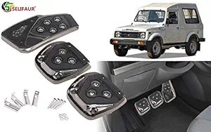 Selifaur - 3 Pcs Black Non-Slip Manual Car Pedals kit Pad Covers Set for Maruti Gypsy