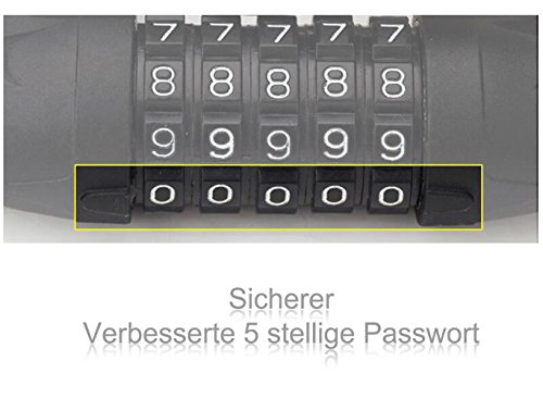 Siensync Fahrradschloss Kettenschloss, 5- stelliges Zahlenschloss, Stahlkettengliedern Kettenschloss mit Halterung für Fahrrad, Motorrad, Rollstuhl, Länge 1,2 m - 3