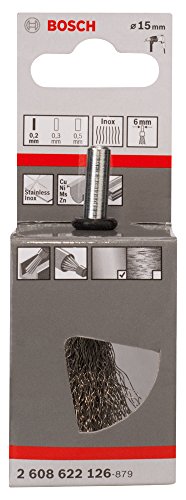 BOSCH Pinselbürste, Edelstahl, gewellter Draht, 0,2 mm, 15 mm, 4500 U/ min, 2607017125 - 2