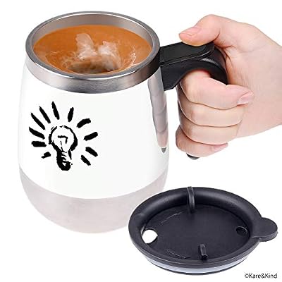 Kare Tasse à café à agitation automatique - Tasse à mélanger automatique en acier inoxydable - Mélanger votre café, thé, chocolat chaud, lait, boisson protéinée, bouillon - 400ml