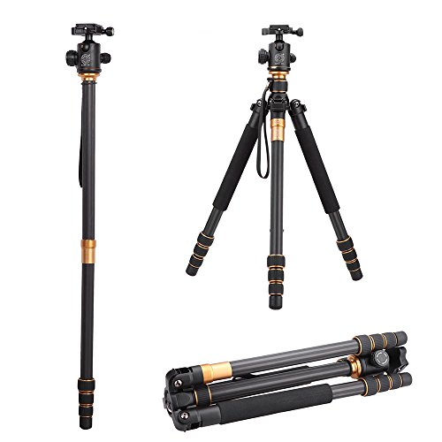 Andoer® QZSD Q999C Trípode Monopie de Cámara Profesional de Fibra de Carbono Portable Cambiable Desmontable de Viaje para Videocámara Sony DSLR Cámara SLR