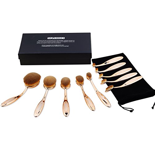 Nexgadget Make Up soft Pinsel Set 10 Stück Kosmetik Pinsel extra weiche und dichte Fasern Premium Schminkbürsten Face Powder Abdeckstift Foundation Creme Eyeliner Lip Rouge Bürste Kosmetik Oval Curve Bürsten-Satz - 7