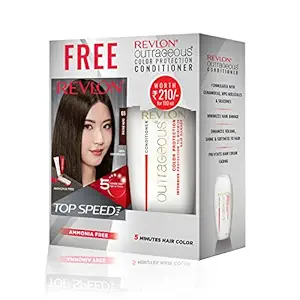 REVLON Top Speed Hair Color For Woman - Dark Brown 65 (with Outrageous Conditioner 190 ml), (3S10978E16463665)