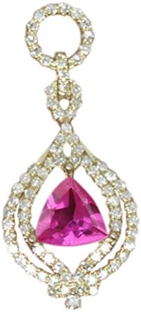 1.80 CARATS TRILLION SHAPE 18KT YELLOW GOLD 100% NATURAL PINK TOURMALINE DIAMOND PENDANT WITH FREE EGL CERTIFICATE