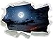 Produktbild Leuchtender Mond am Nachthimmel, Papier 3D-Wandsticker Format: 92x67 cm Wanddekoration 3D-Wandaufkleber Wandtattoo