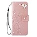 Produktbild Sweau Galaxy J7 2018 Handyhülle, Ultra Dünn PU Leder Flip Cover Wallet Schutzhülle mit Strass Butterfly Muster Innere Silikon TPU Hülle mit Lanyard Strap Lederhülle für Galaxy J7 2018