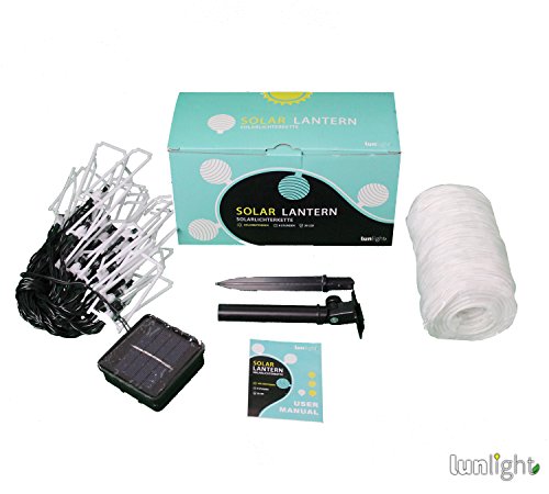 Solar Lichterkette 30 LEDs 6 Meter Solarbetrieben Lampions Laterne Lichterkette Wasserfest Weihnachten Dekoration für Garten, Terrasse, Penthouse Haus, Outdoor, Party, Hochzeit, Hof, Feiern – Warmweiß Lunlight [Energieklasse A+++] - 8