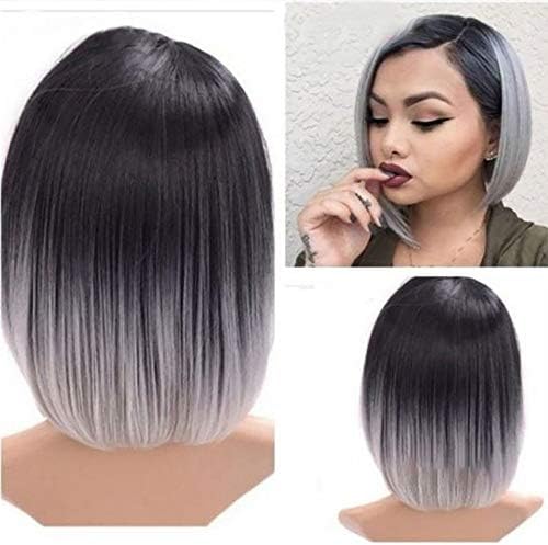 Wigs Women Ombre Heat Safe Side Part Synthetic Hair Heat Resist Cospaly Costume Ladies Wig party High Density Classic Natural Looking Daily Short Straight Hair Full Wigs for Women Heat (Multicolor)