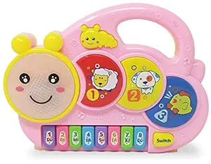zest 4 toyz piano keyboard musical toys with flashing lights, animal sounds & songs - battery operated kids toys (cute animals)- ABS Plastic,Multi color(Pack of 1)