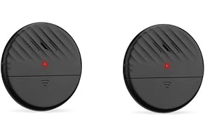 Lancoon Fensteralarm mit Vibrationssensor Schwarz 2 Packungen 125dB Lauter Schlanker Glasbruch-Einbruchmelder Einstellbarer Empfindlichkeit LED-Anzeigeleuchte für die Sicherheit im Home