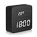 DIGOO DG-AC1 Réveil Numérique LED en Bois avec 3 Groupes d'Alarme, Température et Affichage de la Date, 3 Luminosité Réglable, CommandeVocale, 2 Modes d'affichage Noir