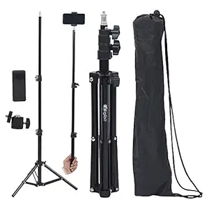DIGIBIT Heavy Duty Aluminum Alloy 100 cm BLACK Photography Tripod LED Light Stand with Mobile Holder and Connector for Photo and Video Lighting Studio Ring Light Reflector Soft box Umbrella Background