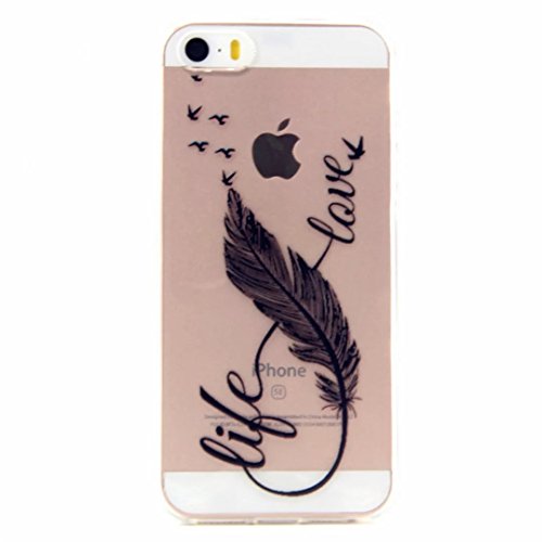 MOTOUREN Housse Pour iphone SE/5/5S Coque de Protection TPU Silicone Case pour Smartphone Transparent Cover-Le printemps et l'amour