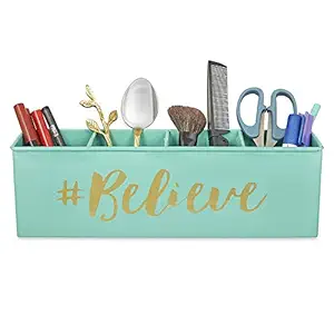 Elan Believe All In One Multifunctional Office Supplies Desk Organizer- Aqua