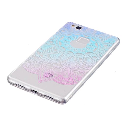 JIEJIEWYD Huawei P9 Lite Hülle ,TPU Soft Silikon Handy Tasche TPU Silikon schutzschale Case mit Kameraschutz für Huawei P9 Lite – Elegant Spitze Blau Lila Steigung Farbe - 2