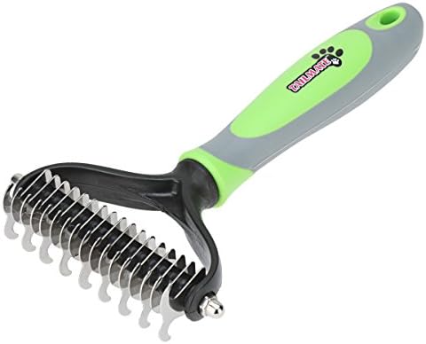 Pet Undercoat Rake Dematting Comb Grooming Stripping Tool TPR Handle For Small Medium Large Dogs Cats Horses With Short or Long Hair (Dematting Rake, Green)