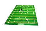 Kinderteppich Spielteppich Kinderzimmer Teppich Fußball Teppich in Grün Hellgrün Schwarz Weiss Größe 160×230 cm - 2