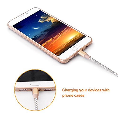 Ulinek Micro USB Kabel 2Pack 2m Datenkabel Ladekabel Verbindungskabel Nylonummantelung, Lebenslange Garatie, umflochtenes verwicklungssicheres Ladekabel für Android Samsung HTC Nokia Sony LG Blackberry und mehr. (Gold) - 5