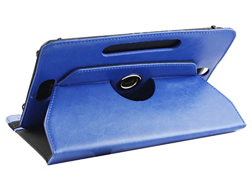 Emartbuy® Alcatel OneTouch Pixi 3 10 Zoll Tablet Universal ( 9 – 10 Zoll ) Dark Blau Premium PU Leder 360 Grad Rotierende Stand Folio Geldbörse Tasche Hülle + Blau Eingabestift - 7