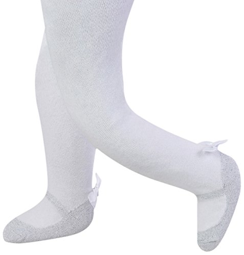 Baby Emporio -Mary Jane Baby Girl Tights-Sparkle Collection - Anti-slip-Gift Pouch- 6-12 Months (Sparkle Silver)