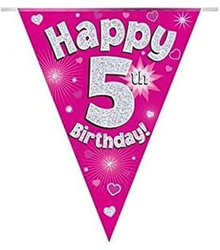 Amscan Striscione Olografico 'Happy 5th Birthday', Lunghezza 2,7 Metri, Decorazione Festa Compleanno