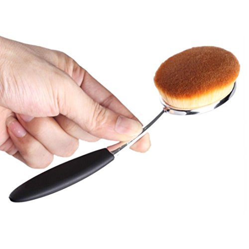Tonsee Pro Big Oval Brush Liquid Cream Foundation Loose Powder Contour Blush (Silver)
