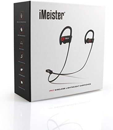 iMeister Bluetooth Headphones Wireless - Sports Earphones w/ Mic IPX7 Waterproof HD Stereo Headset Sweatproof Earbuds for iPhone & Android Smartphones incl Carry Case and Premium Foam Ear Tips