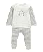 Mamas and Papas Baby-Girls 2 Piece Star/Stripe Knitted AIO Footies, Off-White, 6-9 Months